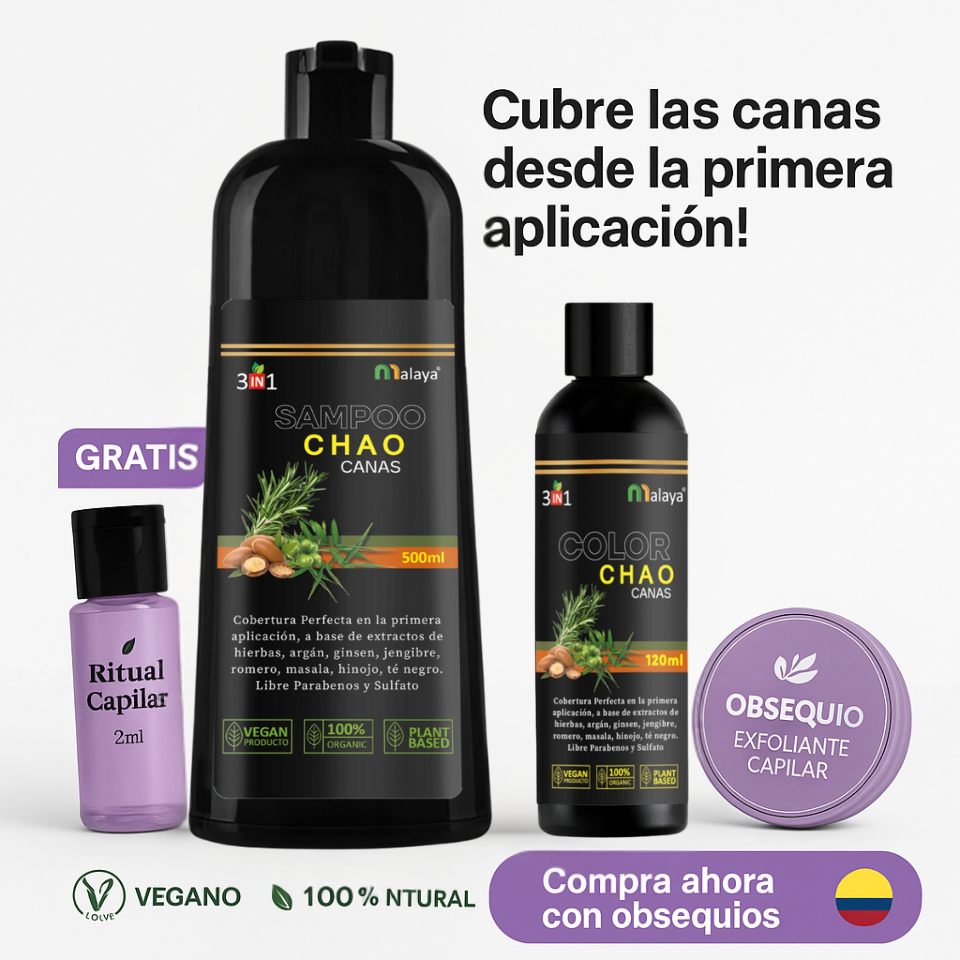 CHAO CANAS® KIT 3 en 1 | Tratamiento Anticanas para Cabello y Barba
