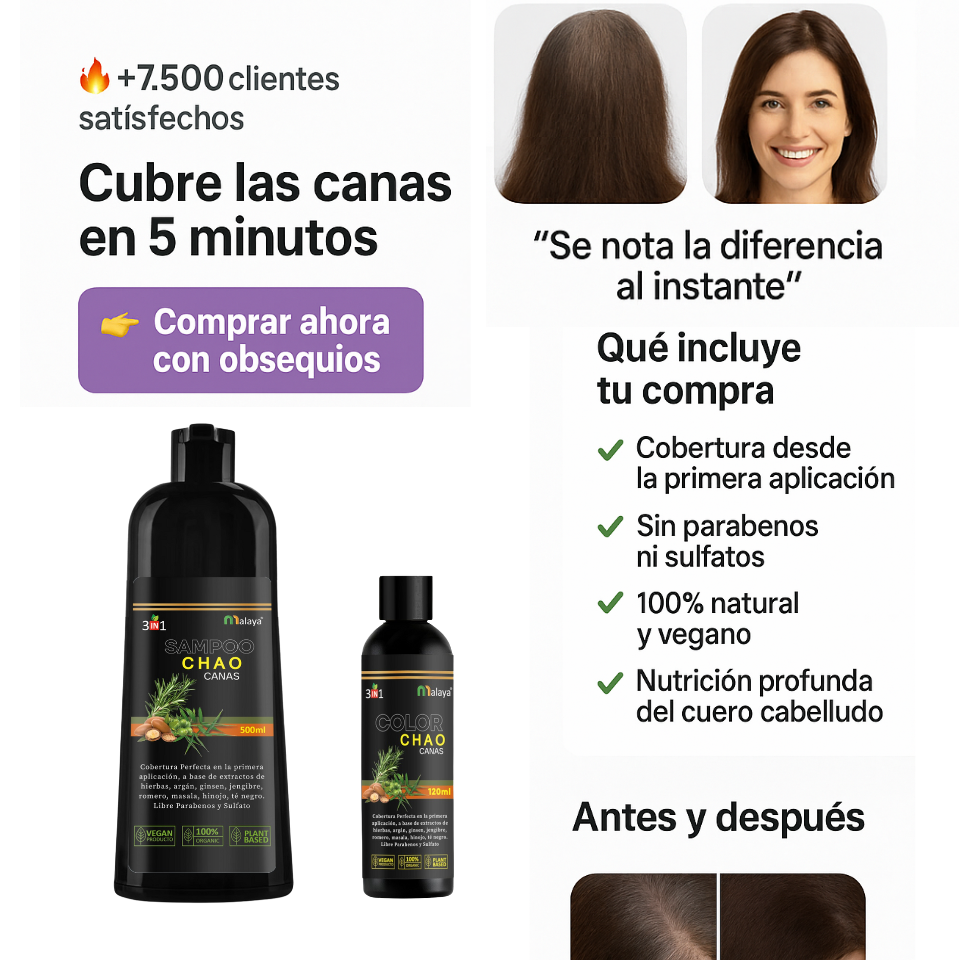 CHAO CANAS® KIT 3 en 1 | Tratamiento Anticanas para Cabello y Barba