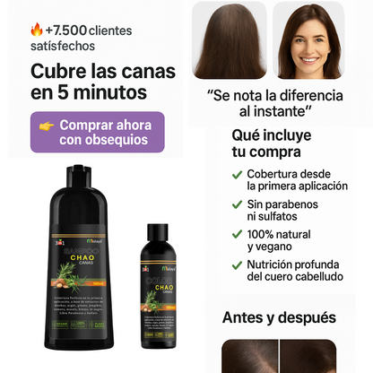 CHAO CANAS® KIT 3 en 1 | Tratamiento Anticanas para Cabello y Barba